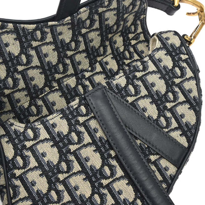 Christian Dior Navy Trotter Oblique Saddle 2way Shoulder Handbag