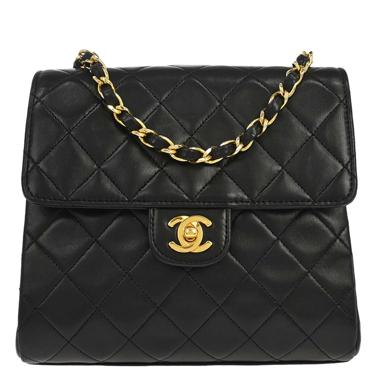 Chanel 1996-1997 Black Lambskin Single Flap Shoulder Bag