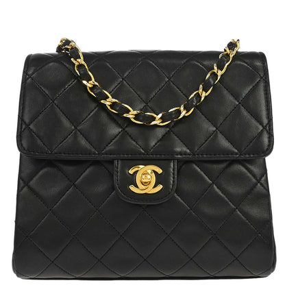 Chanel 1996-1997 Black Lambskin Single Flap Shoulder Bag