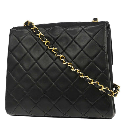 Chanel 1996-1997 Black Lambskin Single Flap Shoulder Bag