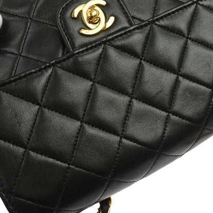 Chanel 1996-1997 Black Lambskin Single Flap Shoulder Bag