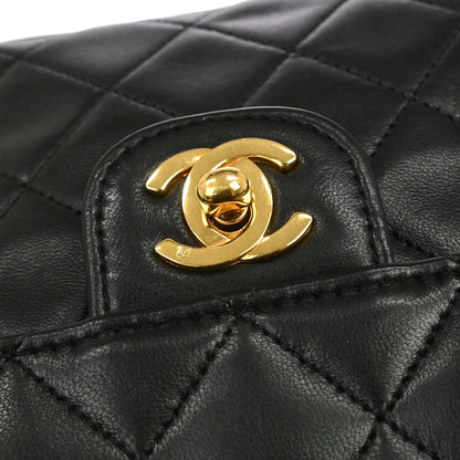 Chanel 1996-1997 Black Lambskin Single Flap Shoulder Bag