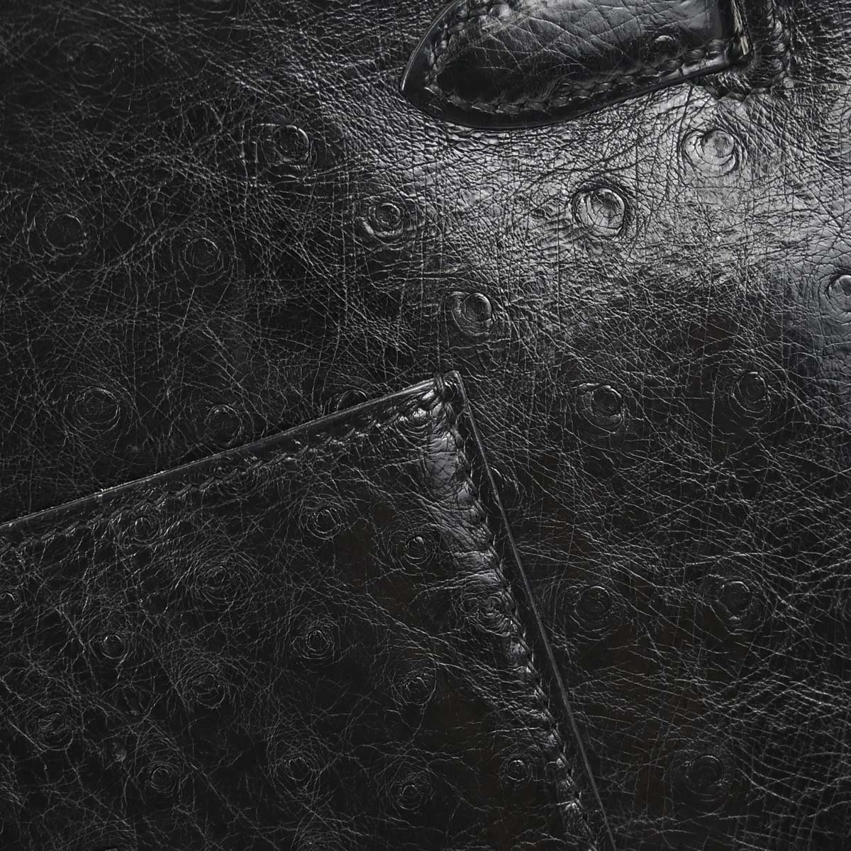Hermes * Black Ostrich Kelly 32 Sellier Handbag