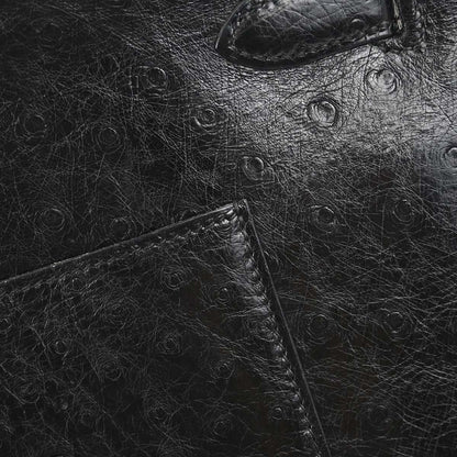 Hermes * Black Ostrich Kelly 32 Sellier Handbag