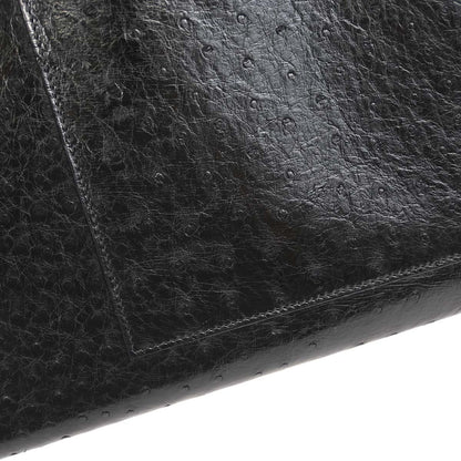Hermes * Black Ostrich Kelly 32 Sellier Handbag