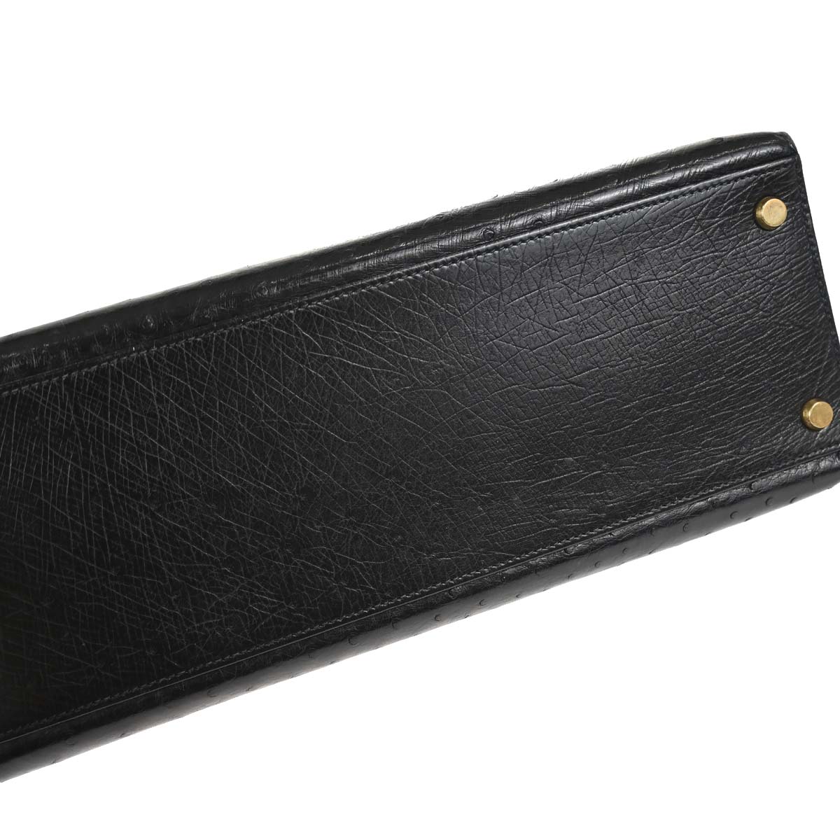 Hermes * Black Ostrich Kelly 32 Sellier Handbag