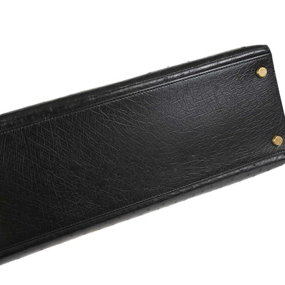 Hermes * Black Ostrich Kelly 32 Sellier Handbag