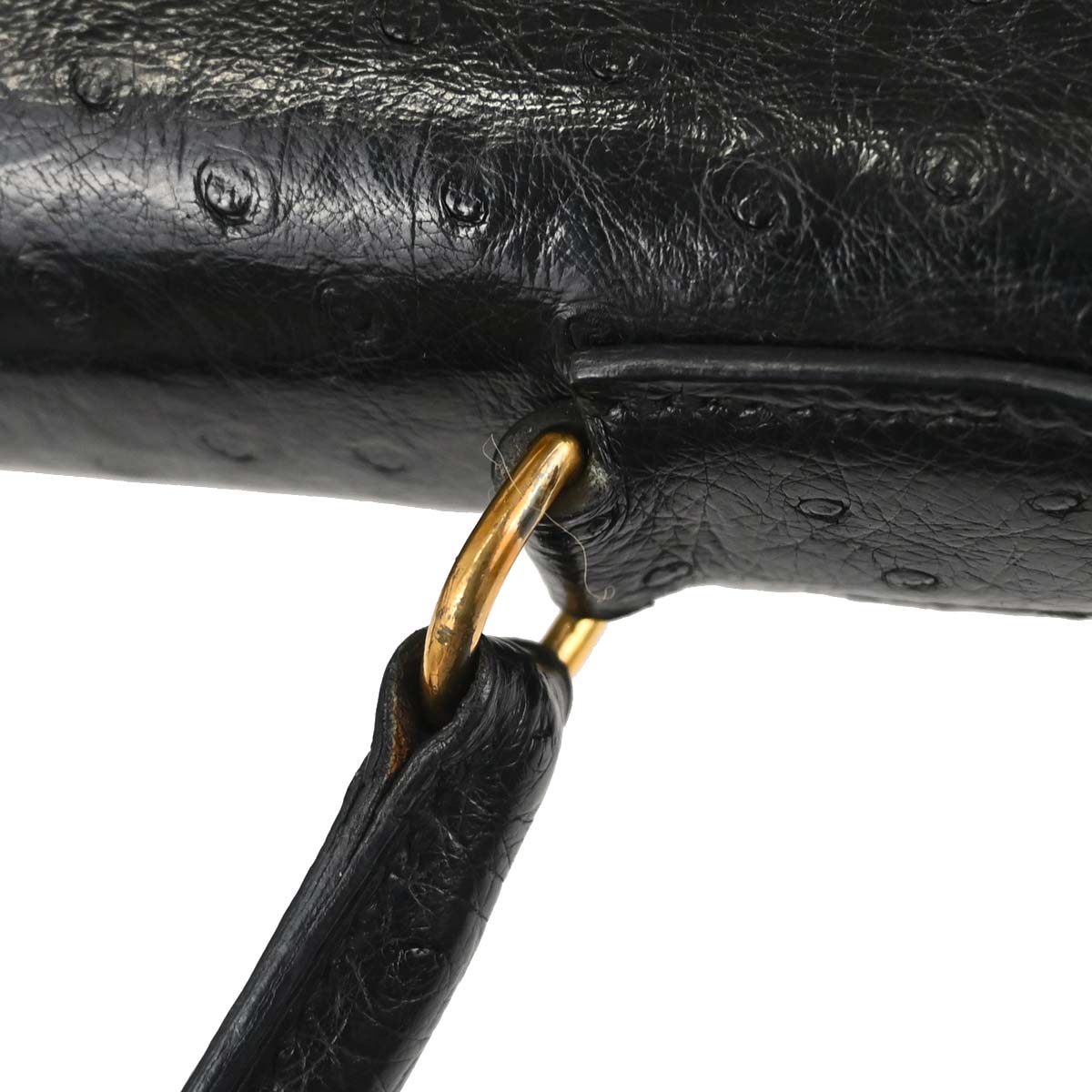 Hermes * Black Ostrich Kelly 32 Sellier Handbag