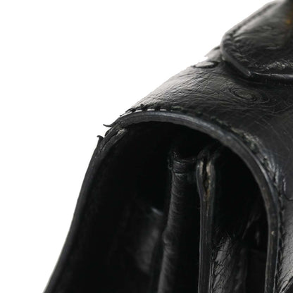Hermes * Black Ostrich Kelly 32 Sellier Handbag