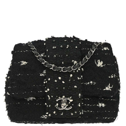 Chanel 2015-2016 Black Tweed Elementary Chic Flap Shoulder Bag
