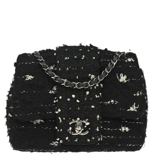Chanel 2015-2016 Black Tweed Elementary Chic Flap Shoulder Bag