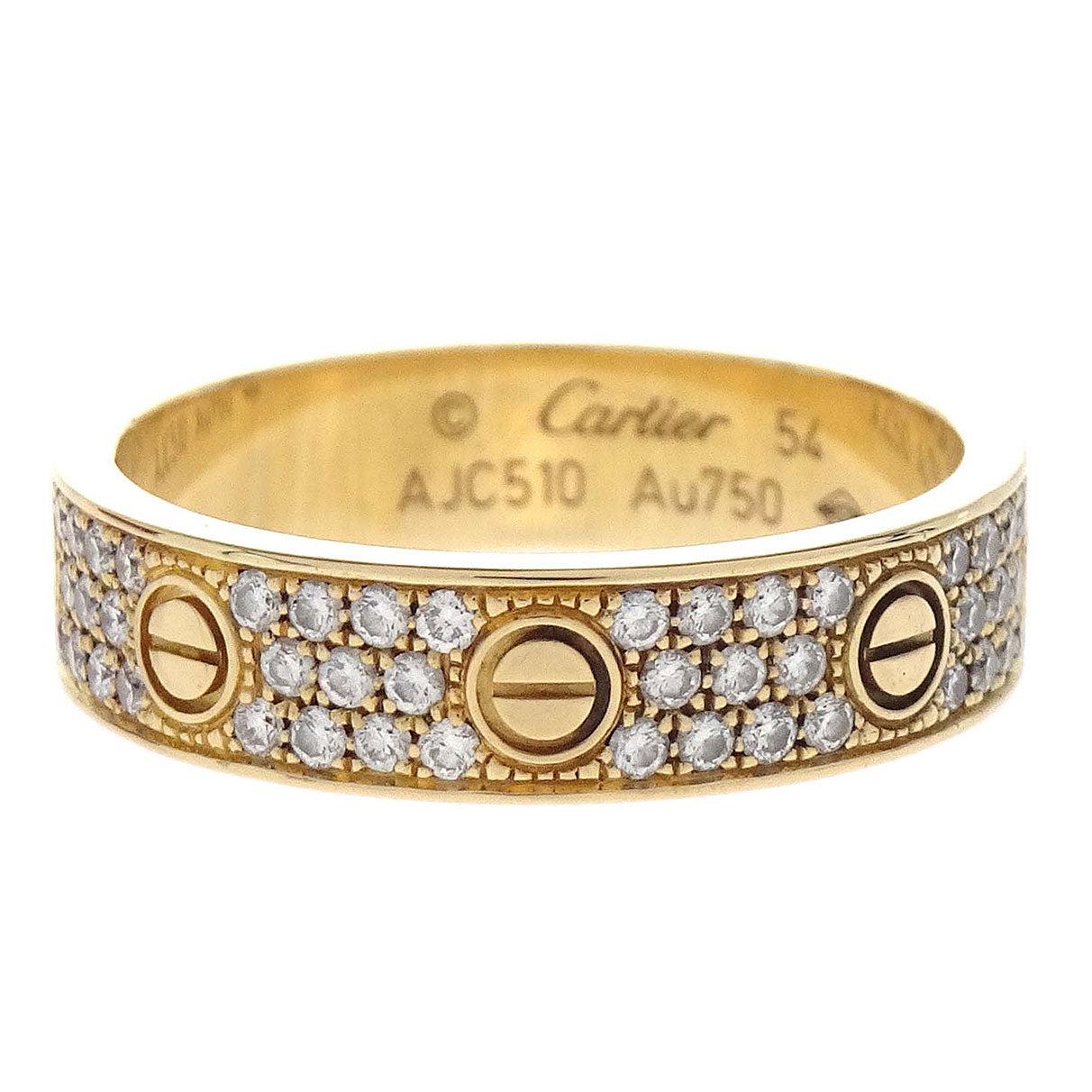 Cartier Mini Love Full Pave Ring Au750 Diamond #54 AJC510 Jewelry