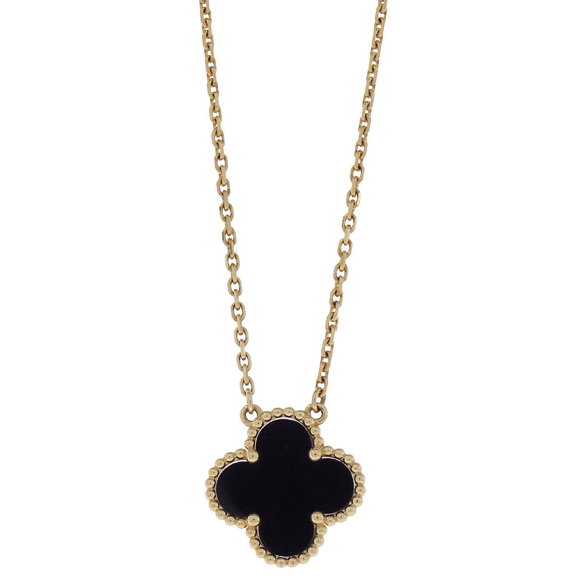 Van Cleef & Arpels Vintage Alhambra Necklace Onyx Au750 Jewelry