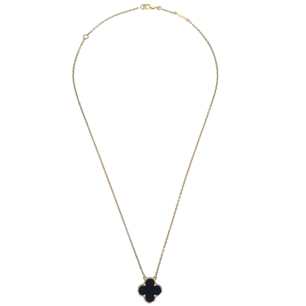 Van Cleef & Arpels Vintage Alhambra Necklace Onyx Au750 Jewelry