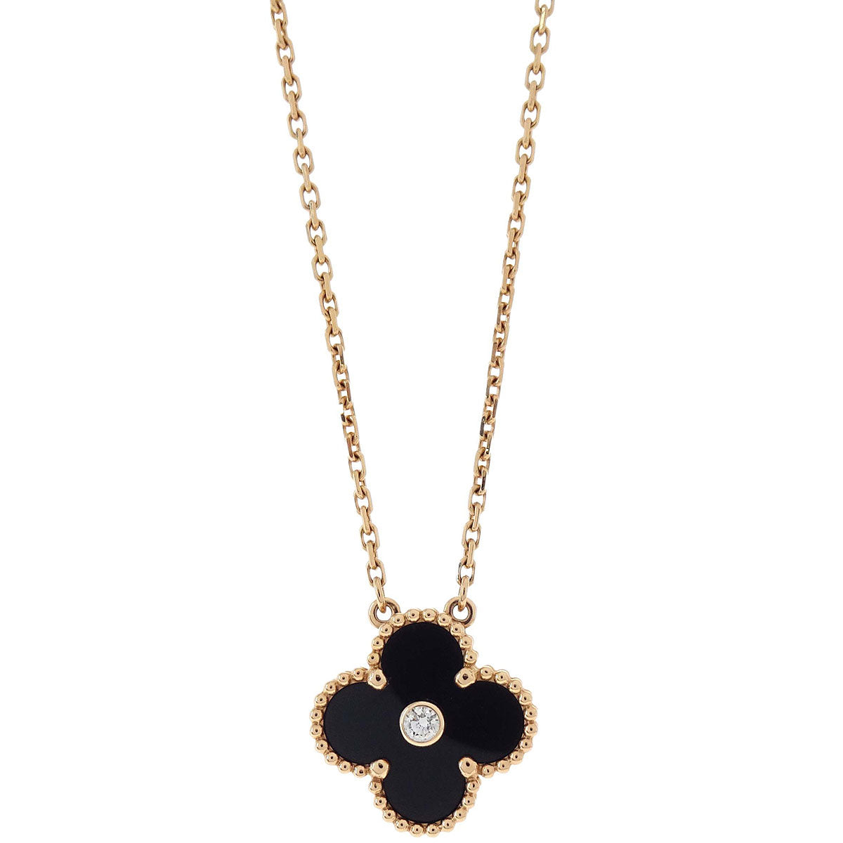 Van Cleef & Arpels Vintage Alhambra Necklace Limited Onyx Au750 Jewelry