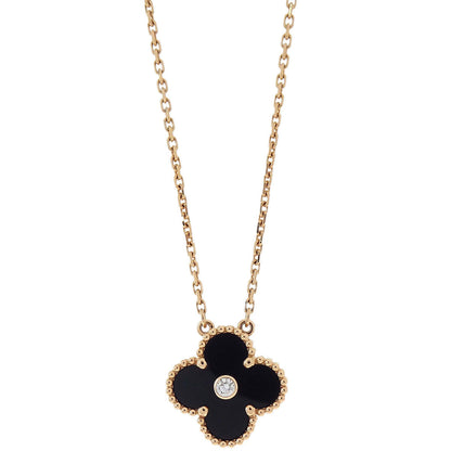 Van Cleef & Arpels Vintage Alhambra Necklace Limited Onyx Au750 Jewelry