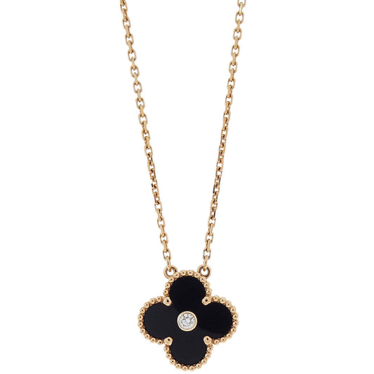 Van Cleef & Arpels Vintage Alhambra Necklace Limited Onyx Au750 Jewelry