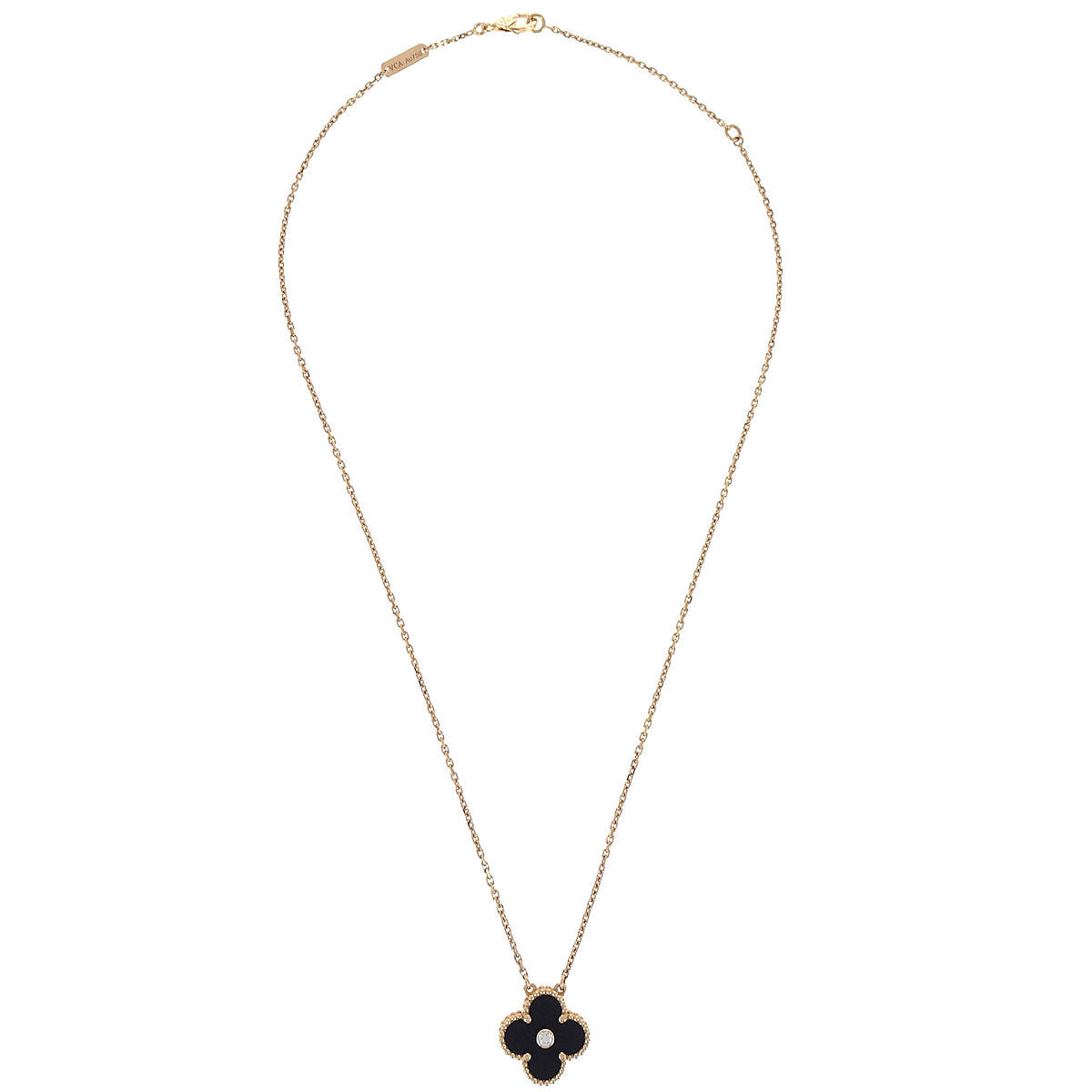 Van Cleef & Arpels Vintage Alhambra Necklace Limited Onyx Au750 Jewelry