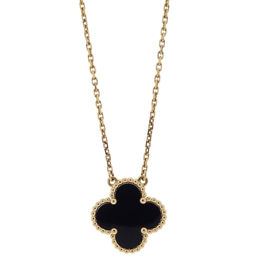 Van Cleef & Arpels Vintage Alhambra Necklace Onyx Au750 Jewelry