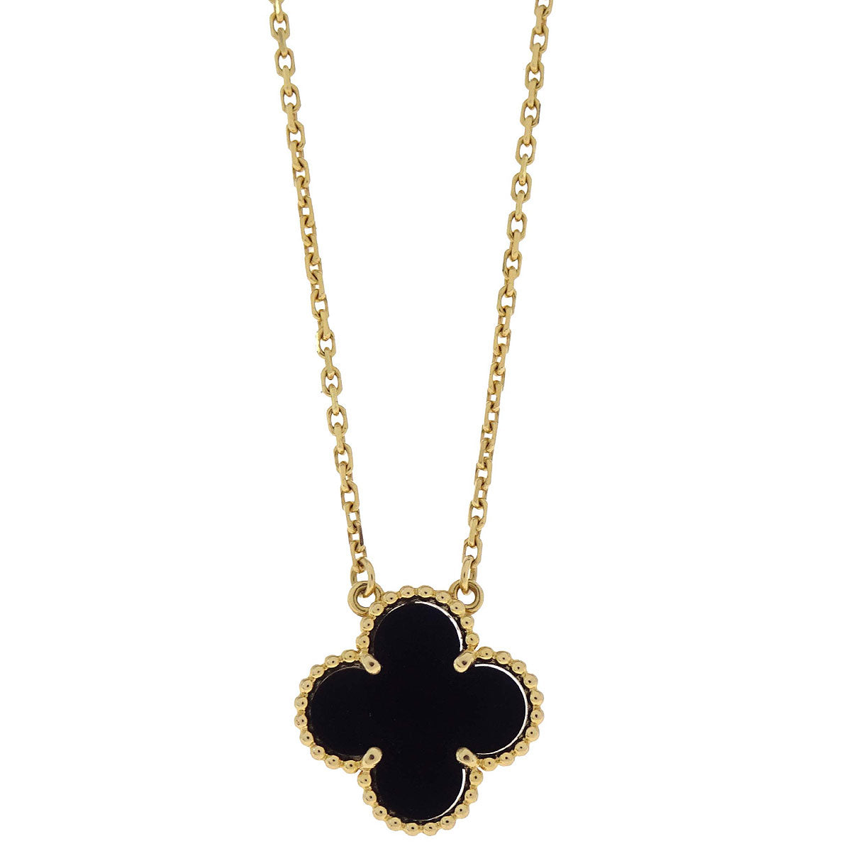 Van Cleef & Arpels Vintage Alhambra Necklace Onyx Au750 Jewelry