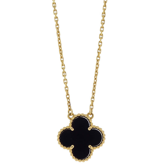 Van Cleef & Arpels Vintage Alhambra Necklace Onyx Au750 Jewelry