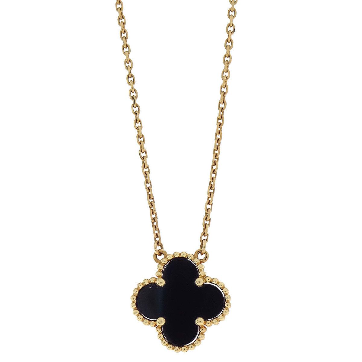 Van Cleef & Arpels Vintage Alhambra Necklace Onyx 750 Jewelry