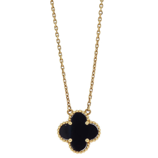 Van Cleef & Arpels Vintage Alhambra Necklace Onyx 750 Jewelry