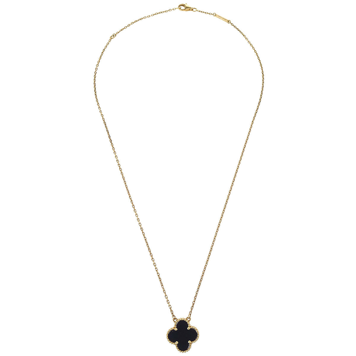 Van Cleef & Arpels Vintage Alhambra Necklace Onyx 750 Jewelry