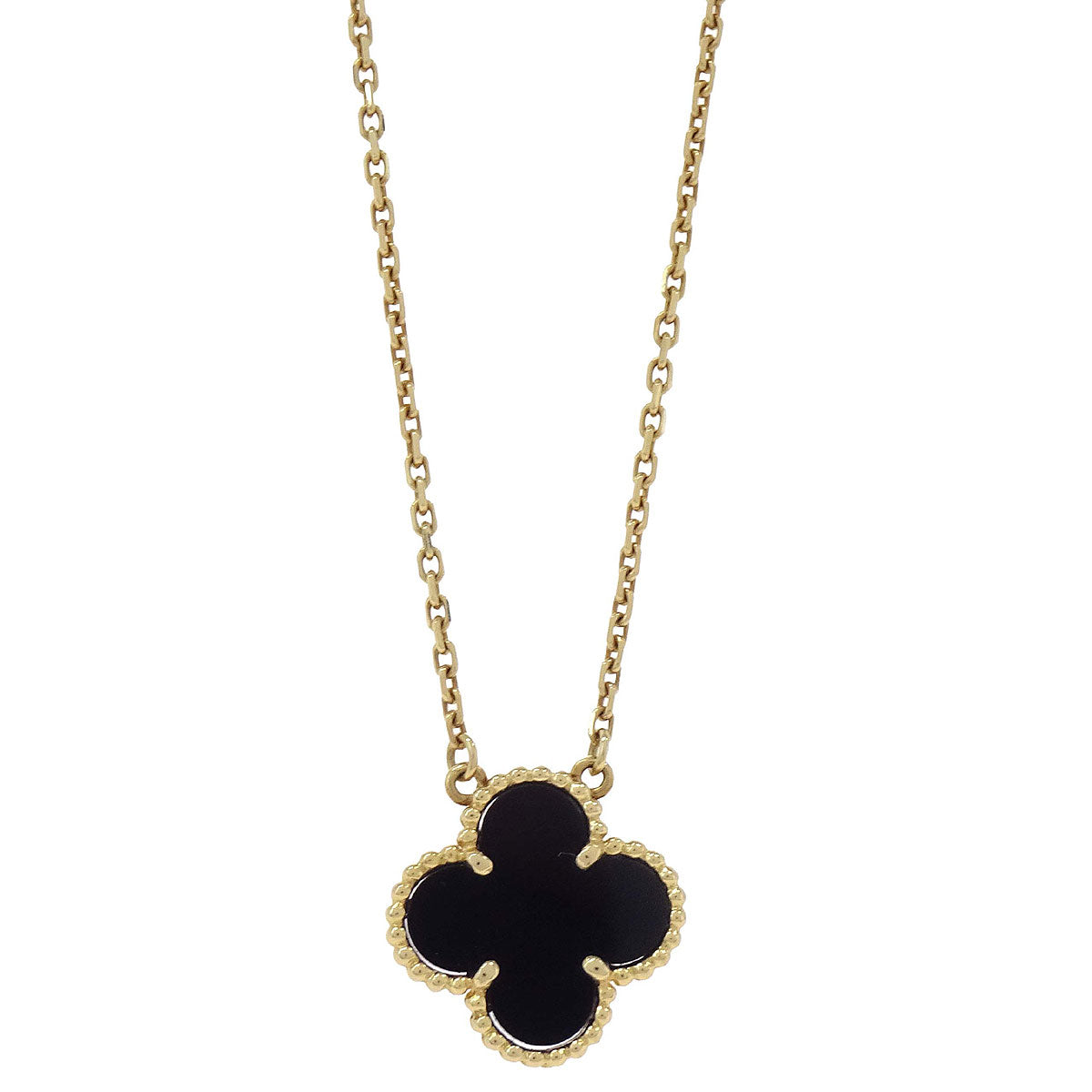 Van Cleef & Arpels Vintage Alhambra Necklace Onyx Au750 Jewelry