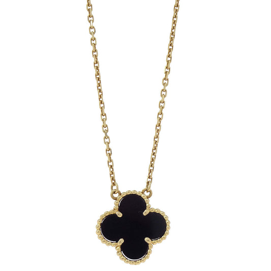 Van Cleef & Arpels Vintage Alhambra Necklace Onyx Au750 Jewelry