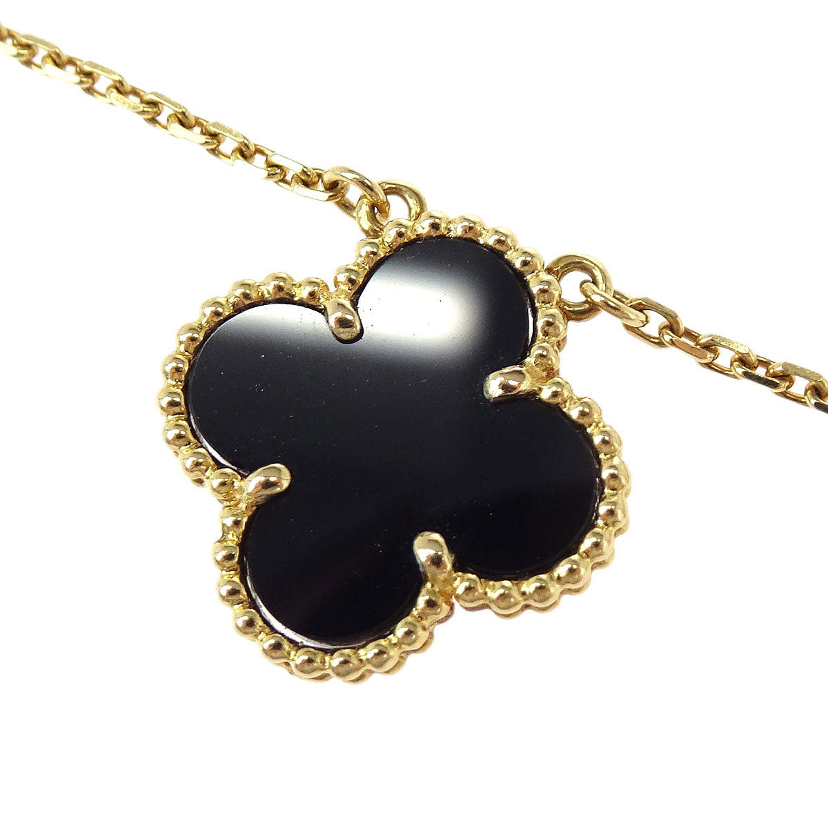 Van Cleef & Arpels Vintage Alhambra Necklace Onyx Au750 Jewelry