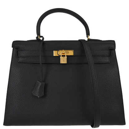 Hermes Black Ardennes Kelly 35 Sellier 2way Shoulder Handbag