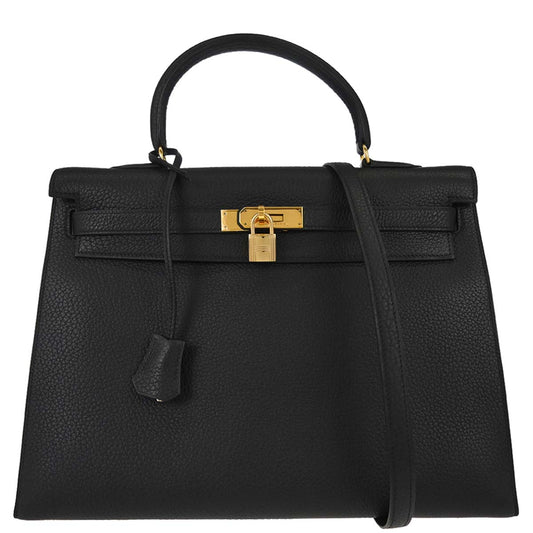 Hermes Black Ardennes Kelly 35 Sellier 2way Shoulder Handbag