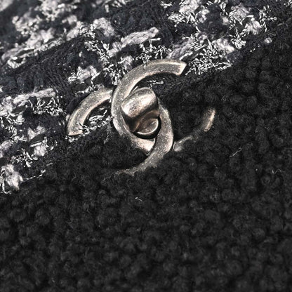 Chanel 2017-2018 Black Tweed Shierling Top Handle 2way Shoulder Handbag