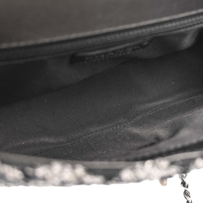 Chanel 2017-2018 Black Tweed Shierling Top Handle 2way Shoulder Handbag