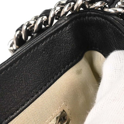 Chanel 2012 Black Calfskin Chain Around Shoulder Bag