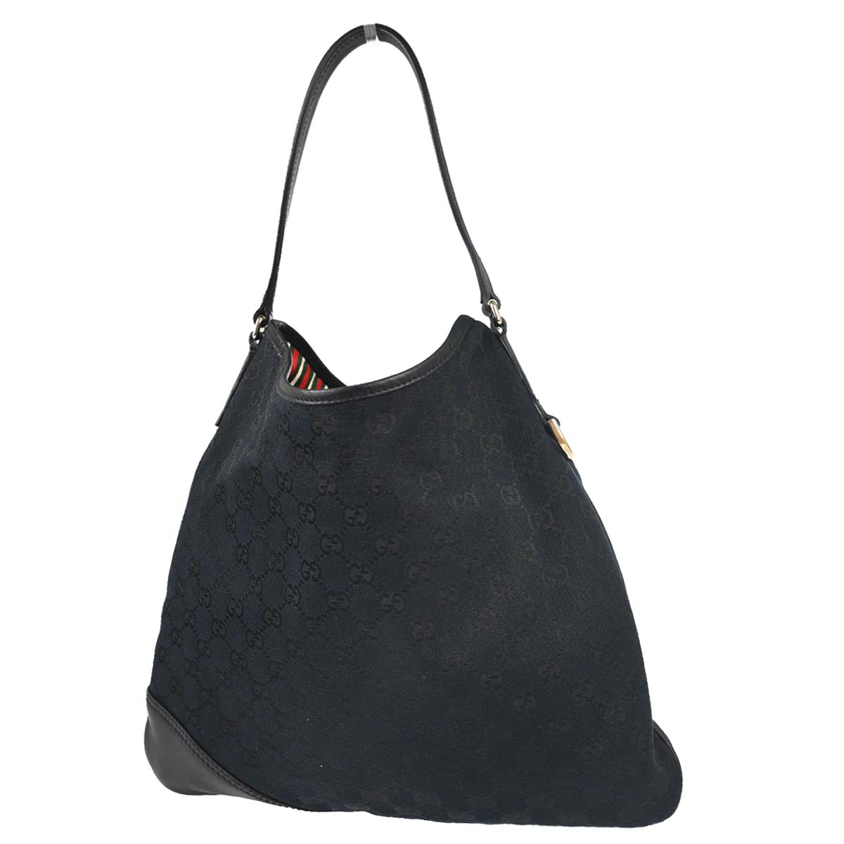Gucci Black Canvas Interlocking GG Hobo Handbag