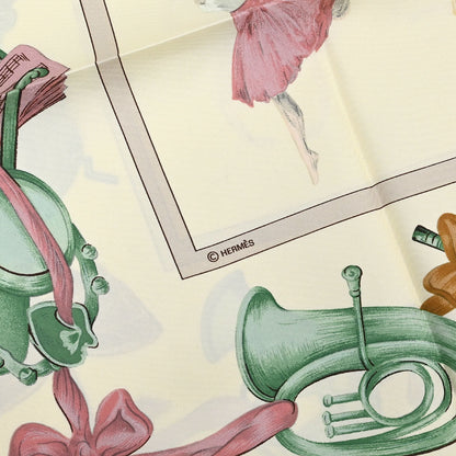 Hermes Scarf Carre 90 La Danse White Small Good
