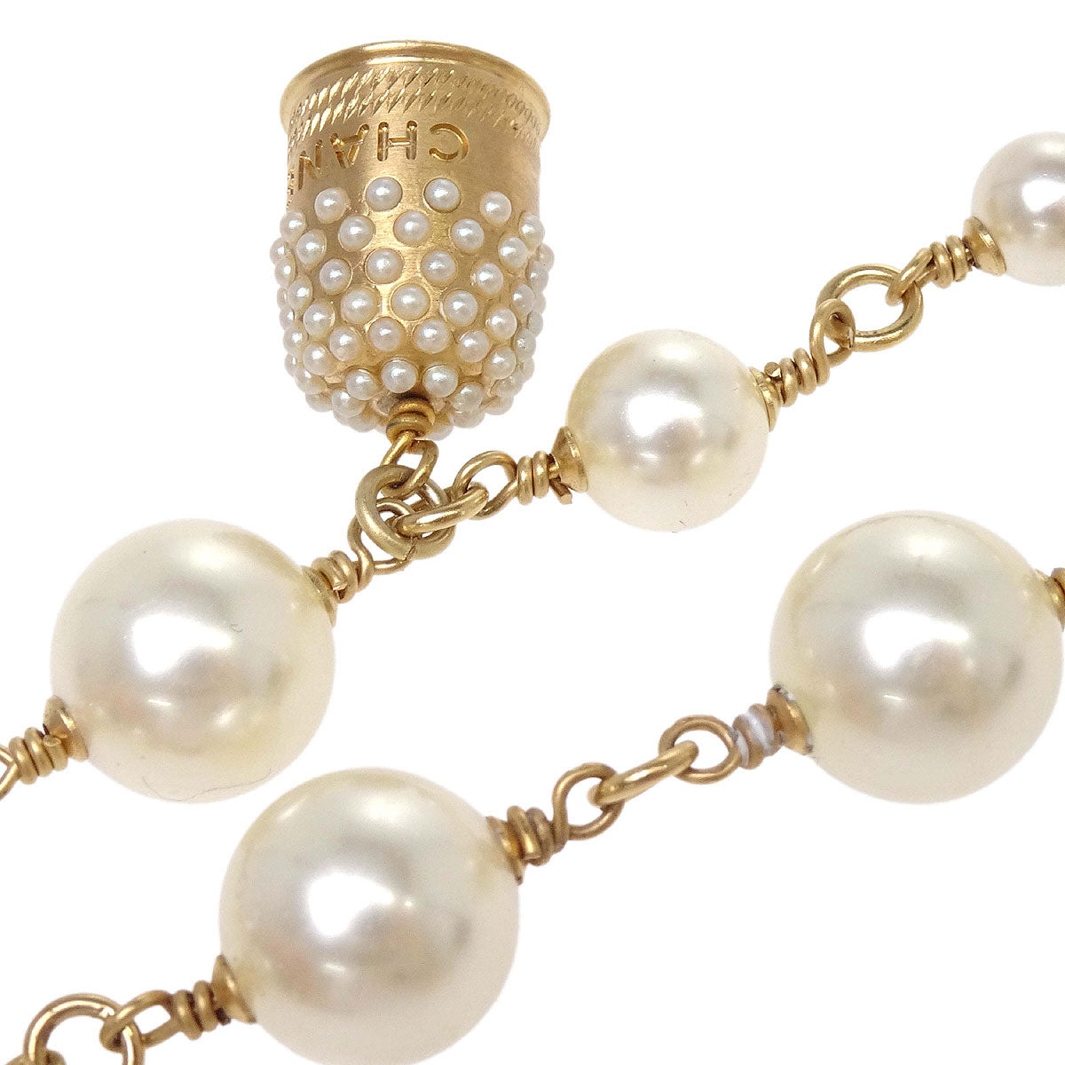 Chanel Icon Charm Chain Belt Gold Costume Pearl 03A Small Good