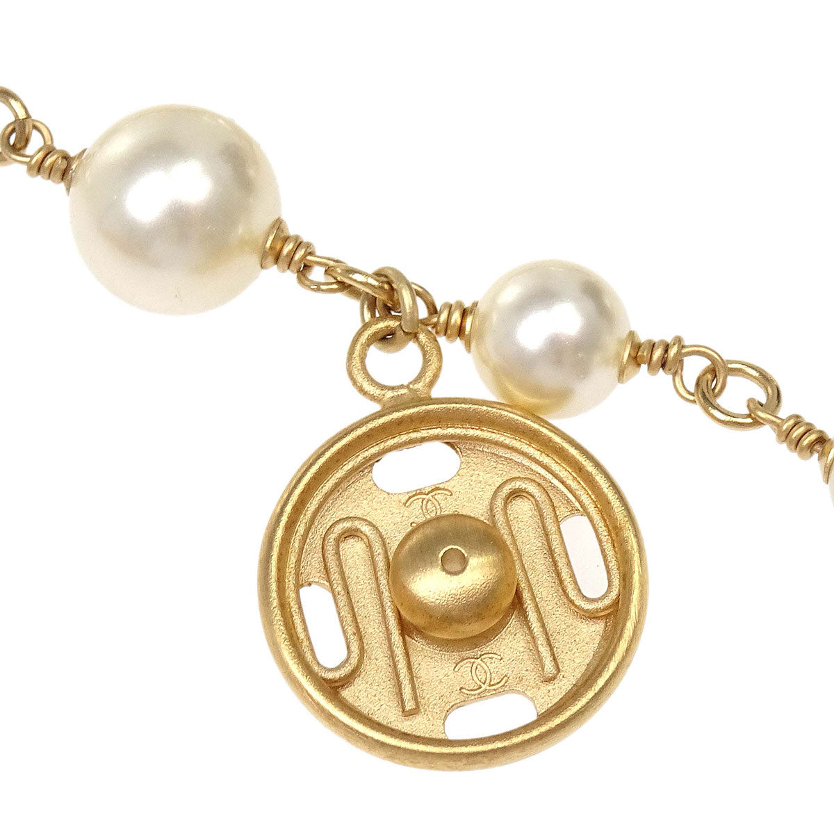 Chanel Icon Charm Chain Belt Gold Costume Pearl 03A Small Good