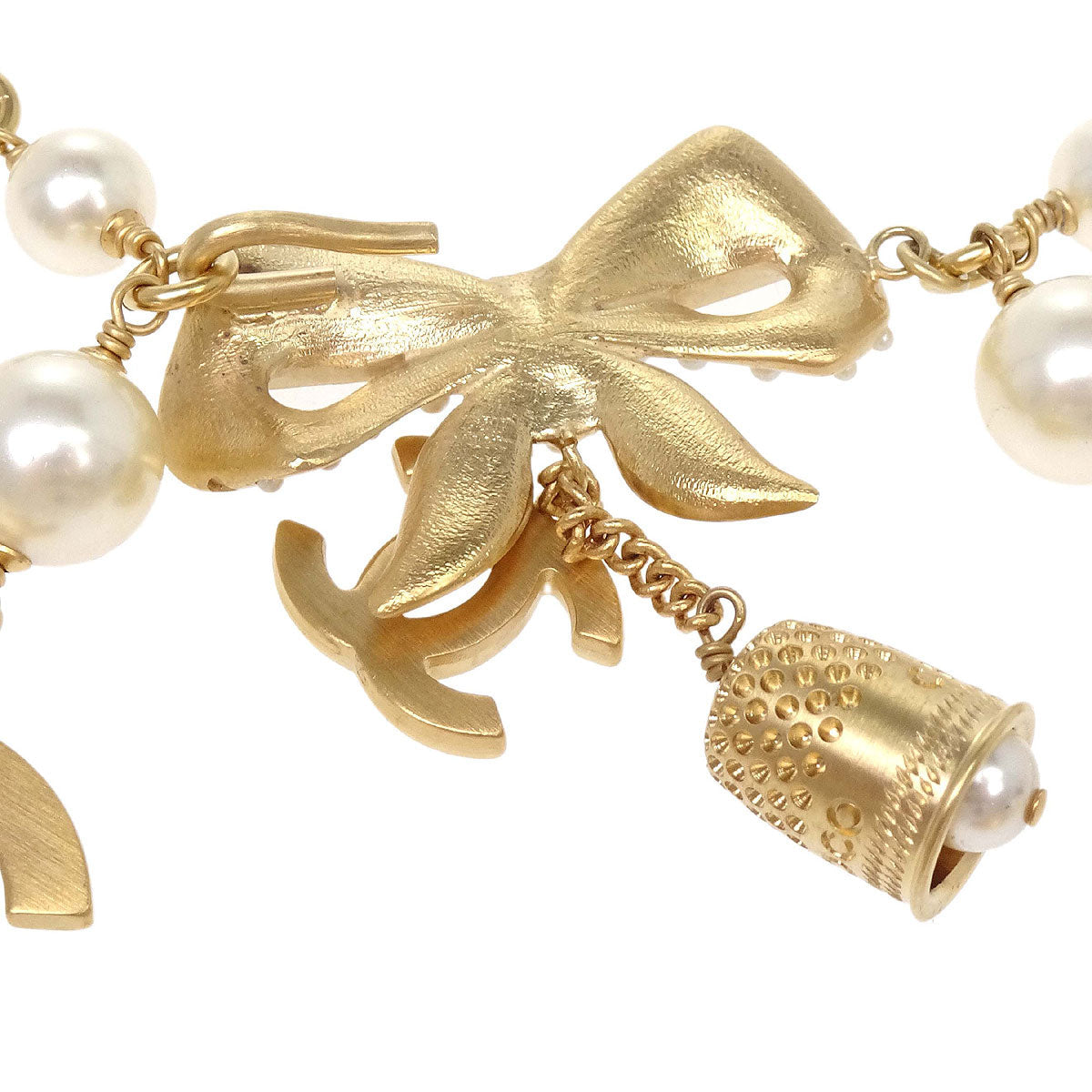 Chanel Icon Charm Chain Belt Gold Costume Pearl 03A Small Good