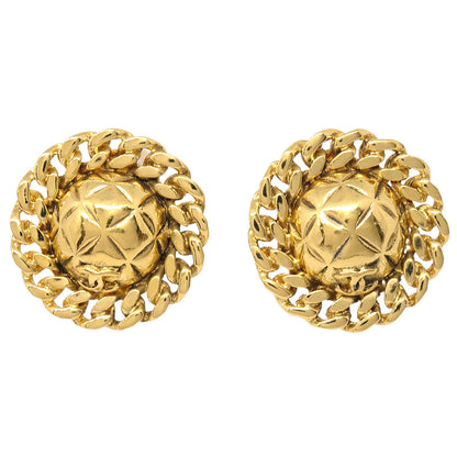 Chanel Button Clip-On Earrings Gold