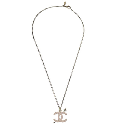 Chanel Gold Pink CC Arrow Pendant Necklace 10P