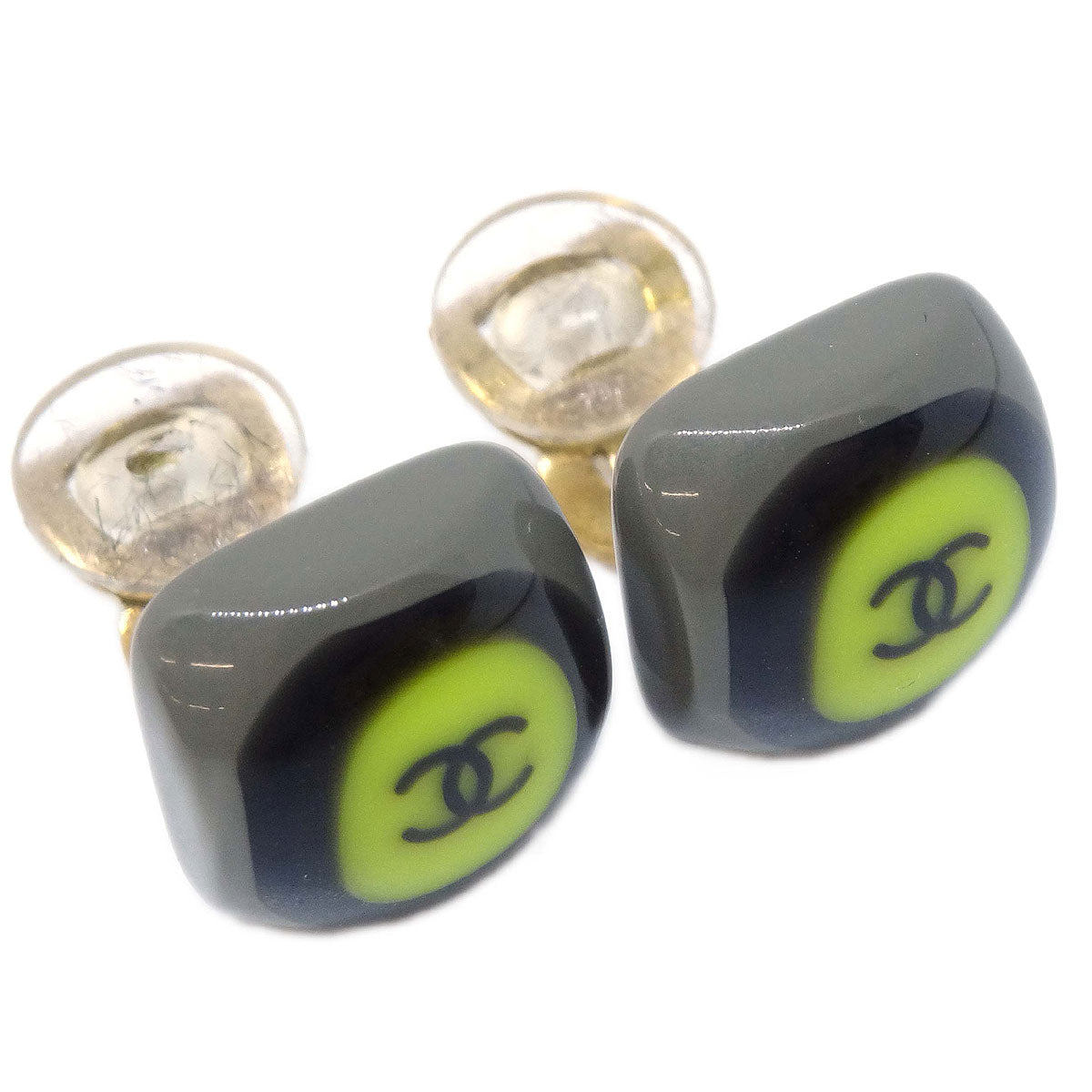Chanel Square Clip-On Earrings Gray 03P