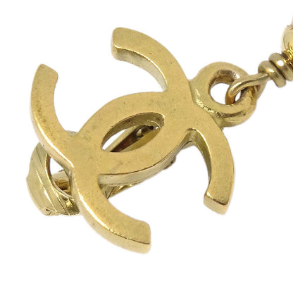 Chanel Costume Pearl CC Dangle Clip-On Earrings Gold White 95P