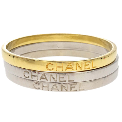 Chanel 3 Set Bracelet Bangle Silver Gold 98P