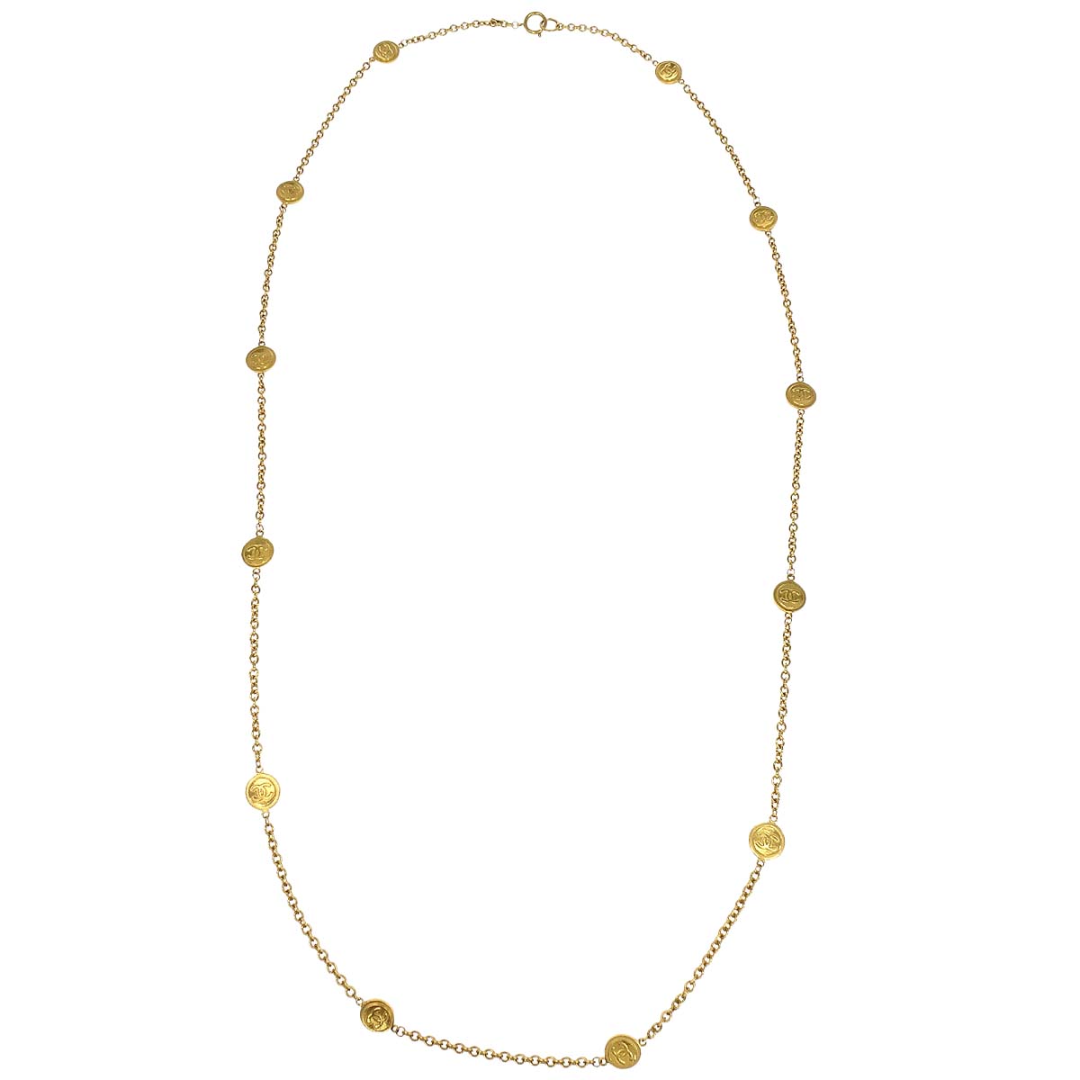 Chanel Medallion Long Chain Necklace Gold