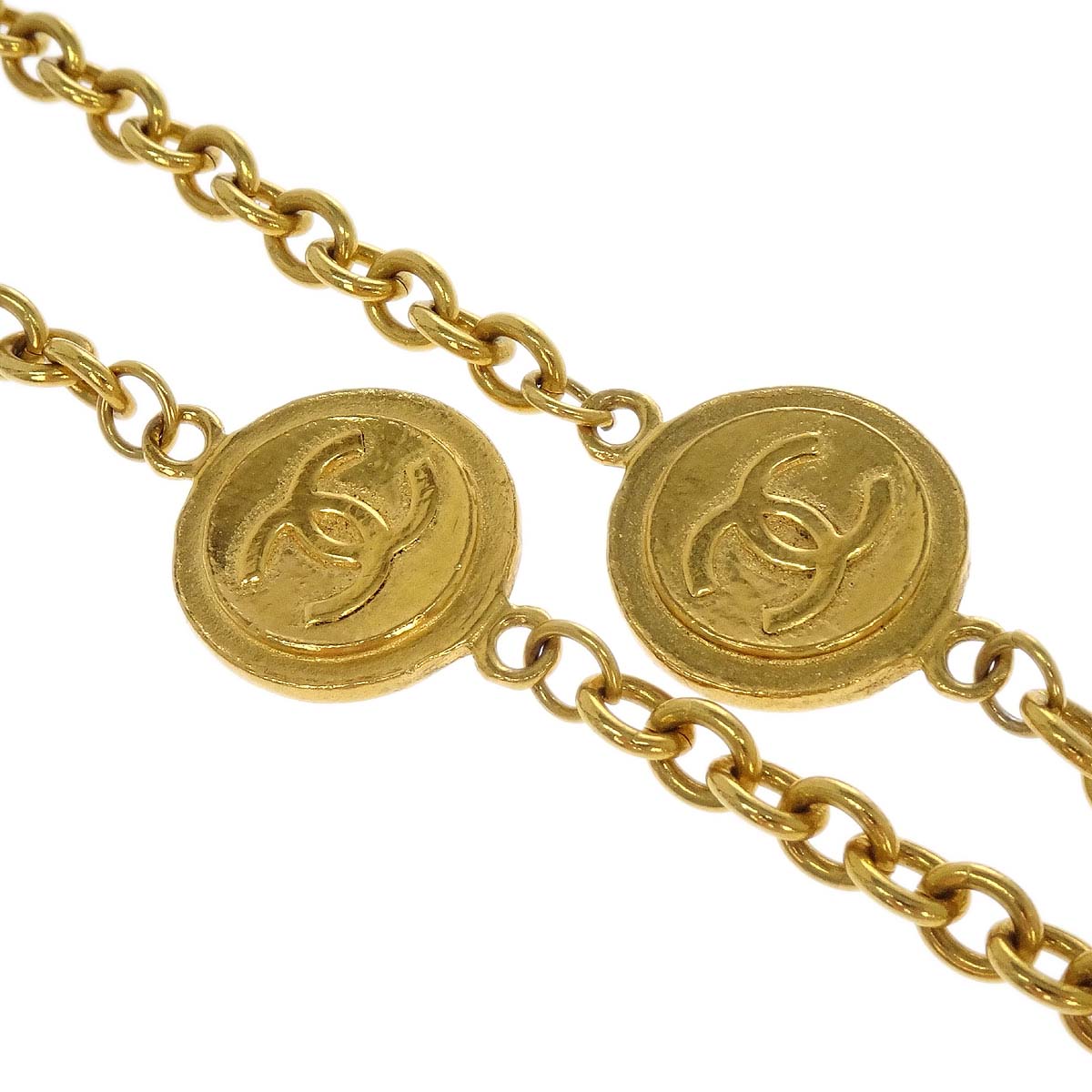 Chanel Medallion Long Chain Necklace Gold