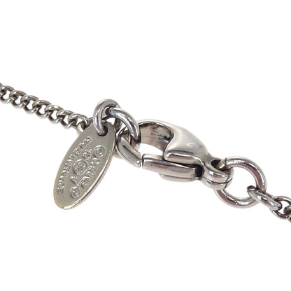 Chanel CC Chain Necklace Pendant Silver Rhinestone 10V
