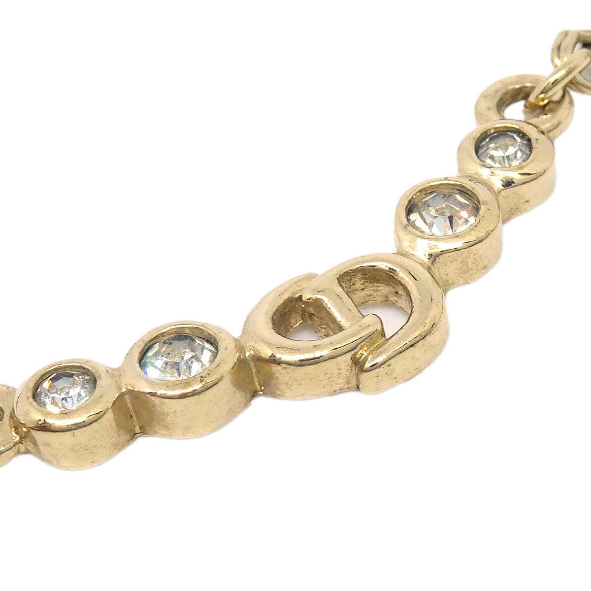 Christian Dior Necklace Pendant Gold Rhinestone